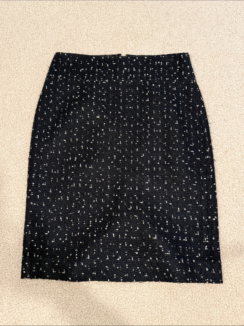 J. Crew Black Tweed Pencil Skirt with White Flecks